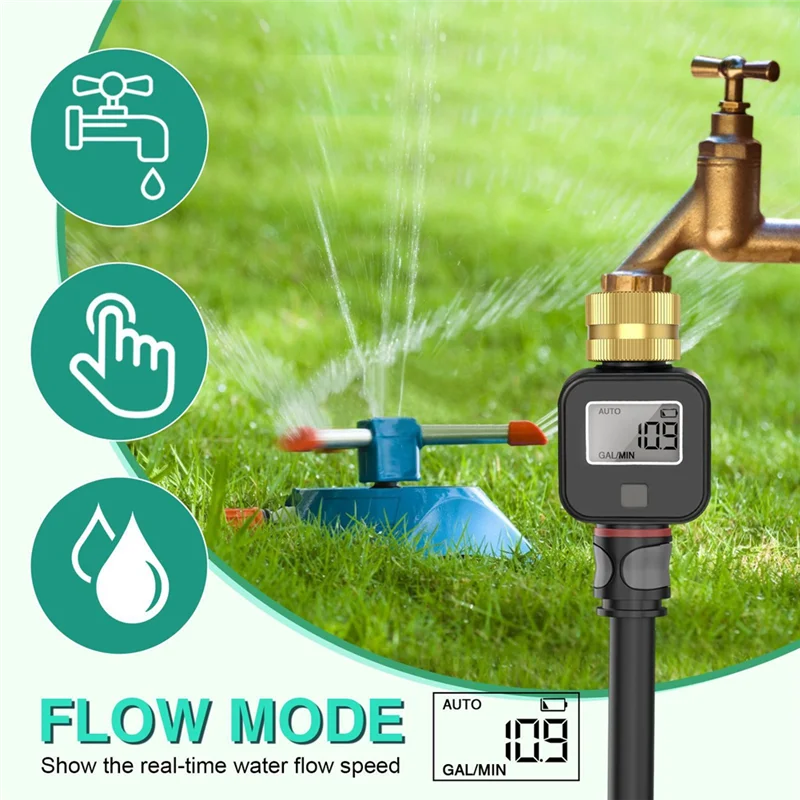 ABPR-Digital Water Flow Meter Water Flow Meter With Brass Metal Thread For RV Water Tank Filling