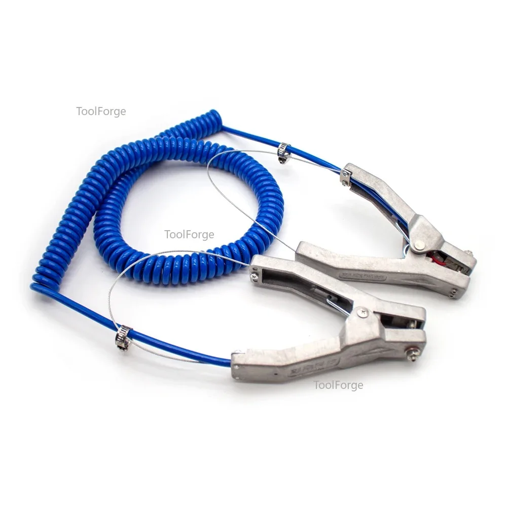 5M Anti Static Grounding Wire Static Grounding Clamp Grounding Assembly 2 Aluminium Alloy Clips for Removing Tool