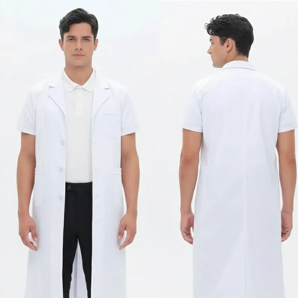 기능성(내구성 중점) 프리미엄 치과 의사 실험실 가운 - 고급 중량 코튼 클리닉복, 긴 소매