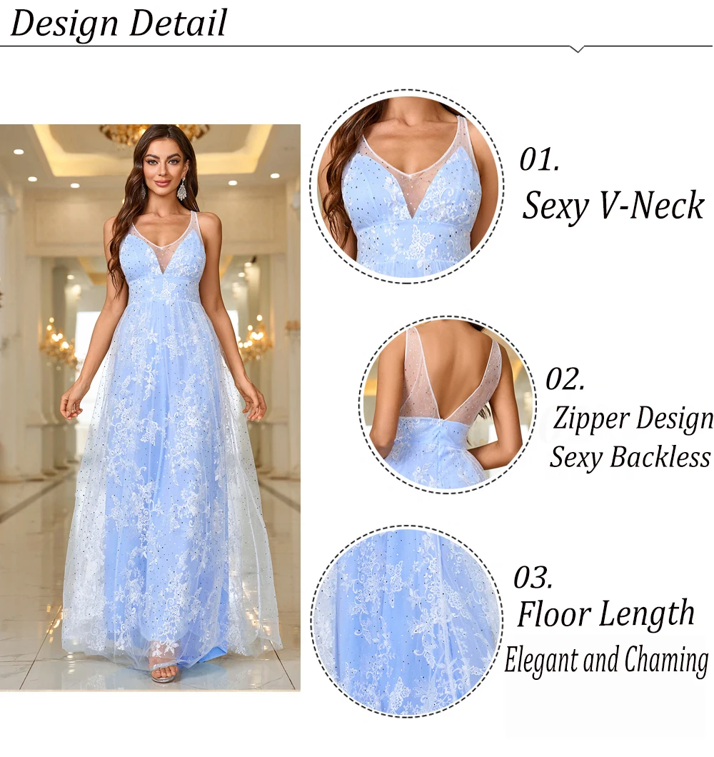 2025 New Wedding Dress Fashionable Elegant Flowering Sexy V-neck Sleeveless Various Colors Printed Lace Evening Party Dresses