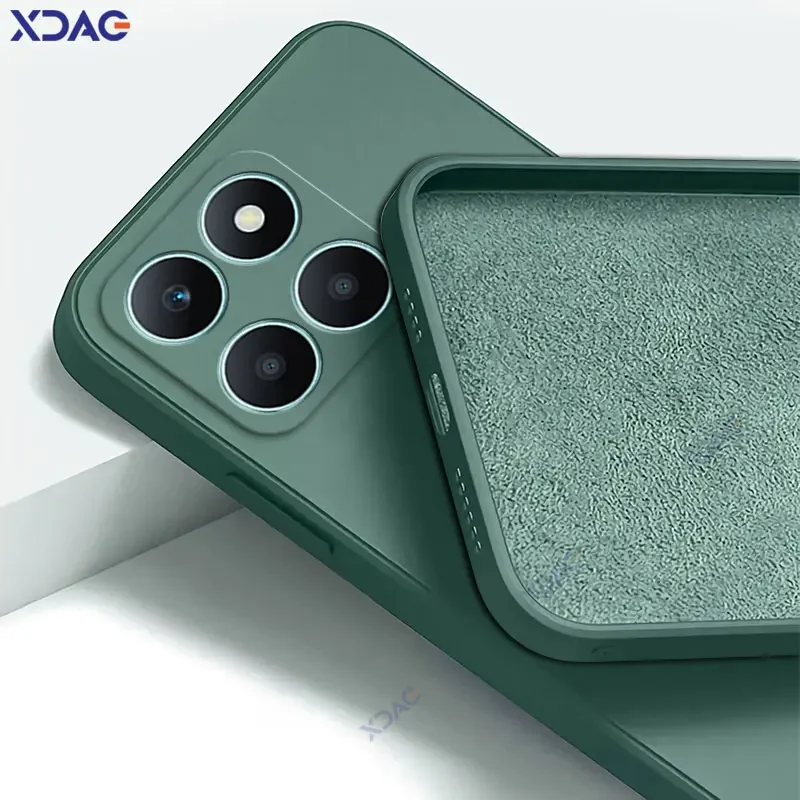Luxury Dual Layer Cellphones Case Cover for Honor X6A Plus Full Camera Protection HonorX6APlus Soft Square Liquid Silicone Armor