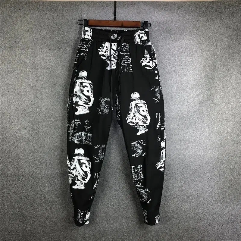 Men Clothing Spring Autumn New Haren pants Fashion Flower Pants Elastic Baggy Casual Pants  Print Pantalones Hombre Streetwear