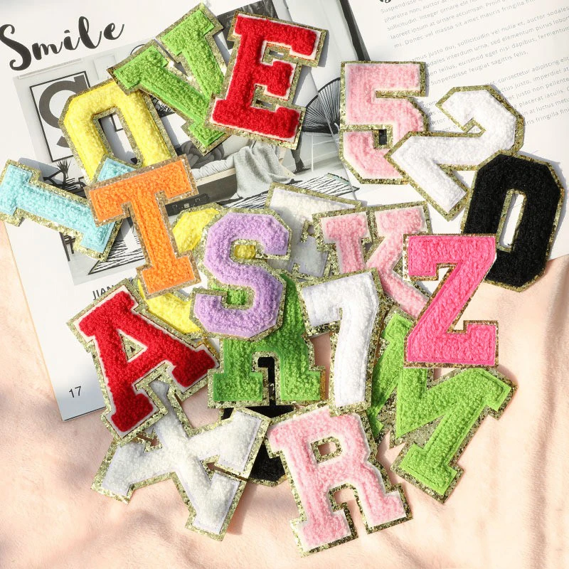 26 Sequin Alphabet Patches Felt Iron On Patches DIY Clothes Applique For Jacket /Backpack /Bag Sew On Name Fusible Patch