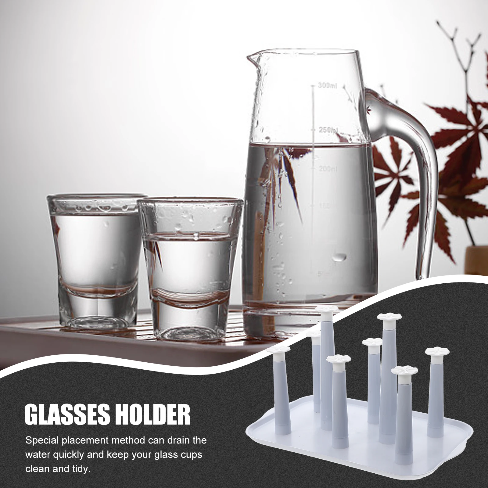 

Household Cup Draining Rack Plastic Glasses Storage Holder Kitchen Dining Room Bottle Drying Rack Tumbler Organizer