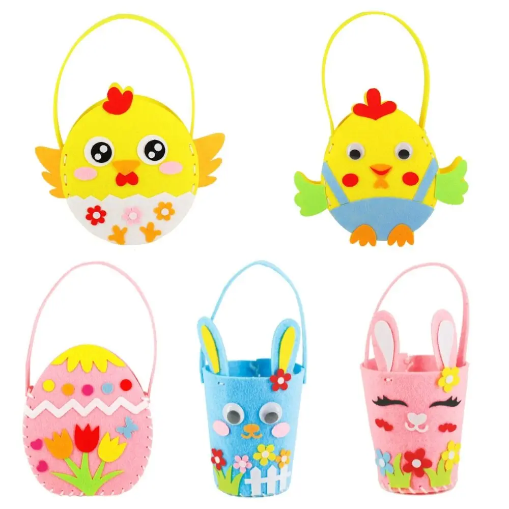 Easter Egg DIY Easter Flower Basket Easter Bunny Decorated Painted Eggshell Handbag House Decoracion Non-woven Fabric