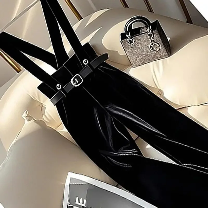 الراقية السراويل السوداء النساء الفاخرة تصميم عالية الخصر حزام بانت الربيع الصيف موضة الإناث الراقية واسعة الساق حللا السراويل #3