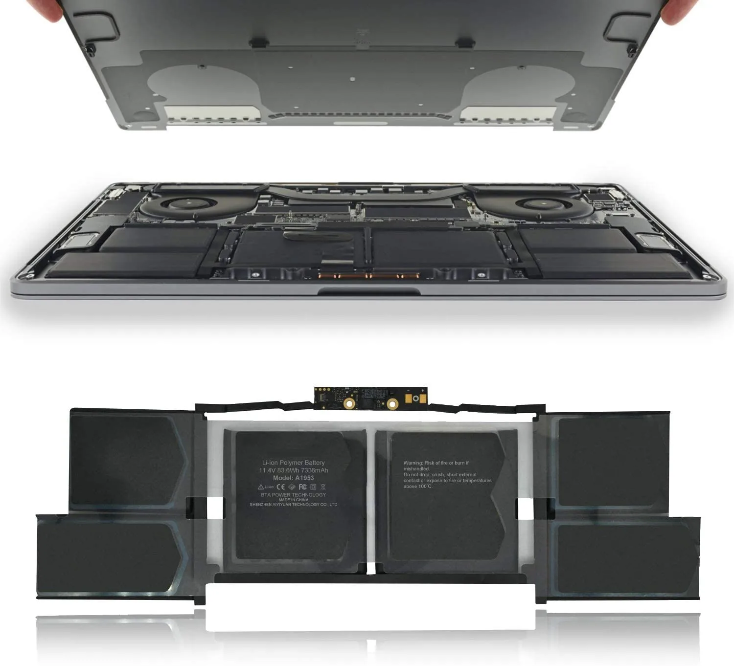 A1990 A1953 Battery Replacement for MacBook Pro 15" Touch Bar EMC 3215 3359 Mid 2018 2019 MV902LL/A MV912LL/A 11.4V 83.6Wh