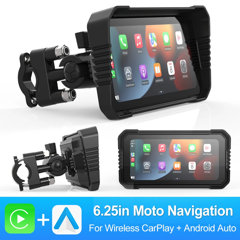 BEPOCAM 5 "/6.25" Motorfiets GPS Navigatie DVR Carplay Scherm voor Moto Dual Camera Drive Recorder IPX7 waterdichte Moto Monitor