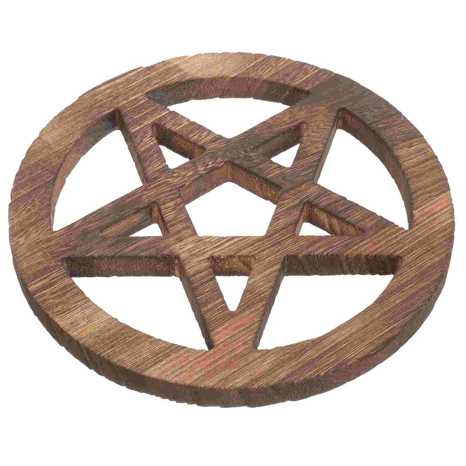 Witch Sacrificial Pentagram Wood Carving Ornament Home Daily Decoration Wooden Altar Pendant Decorate Pentacle Party Wall Adorn