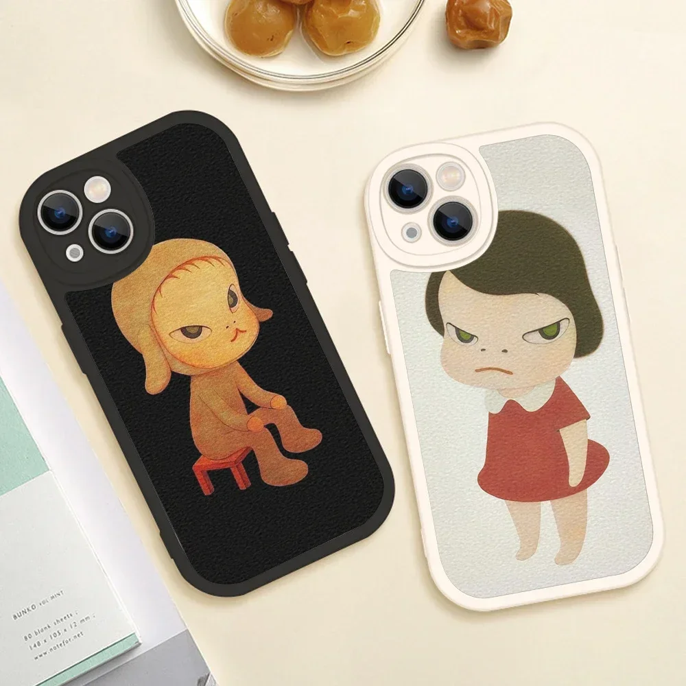 

Japan Yoshimoto nara cartoon girl Lambskin case for iphone 15 promax 11 12 13 14 Pro XR XS Plus SE 13 Mini Cartoon Girl cover
