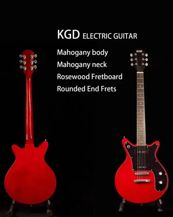 KGD Electric Guitar with 6 String, Solid Body Electric Guitar, P90 Pickups, Bone nut, Right Handed, 22 Frets,