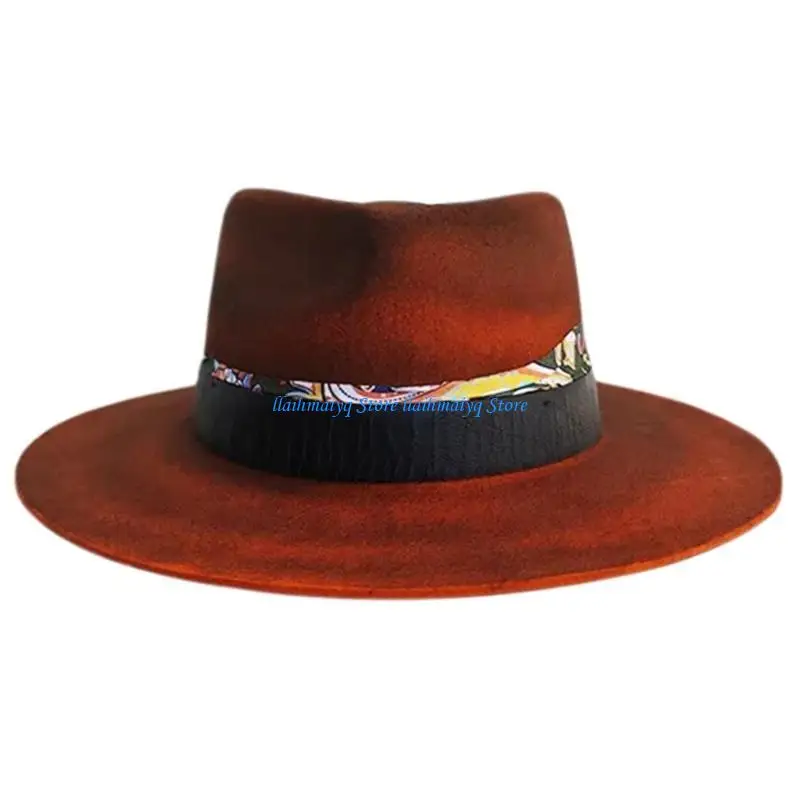 

573B Homburg Wool Classical Styling Hat Gifts for Boyfriend Hat Wide Brimmed Unisex Wear for Gatherings Photo Props