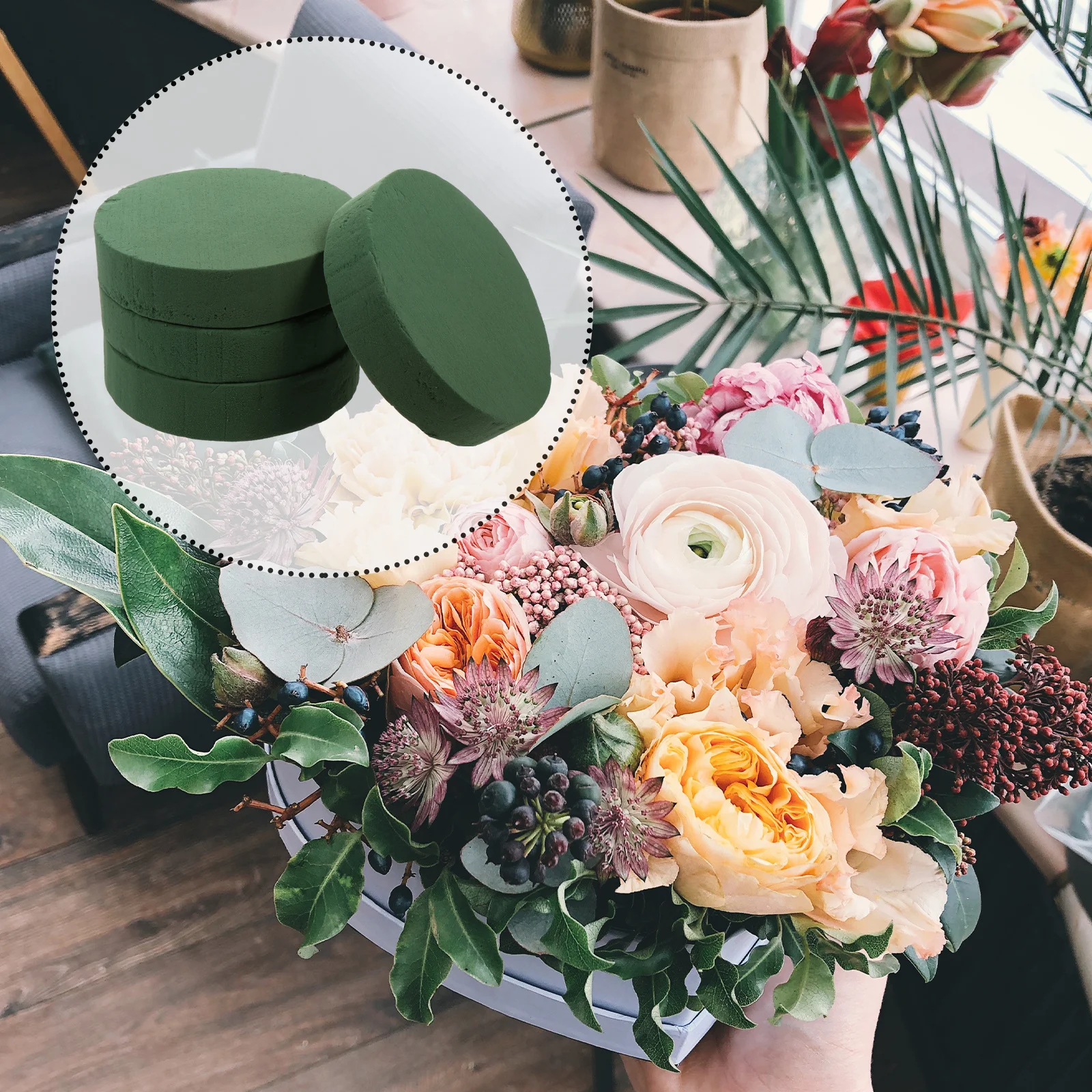 4 قطعة كتل رغوة الأزهار المستديرة امتصاص الماء القوي لترتيبات الزهور الزفاف الأزهار الطين رغوة النبات الطوب المستديرة حديقة #5