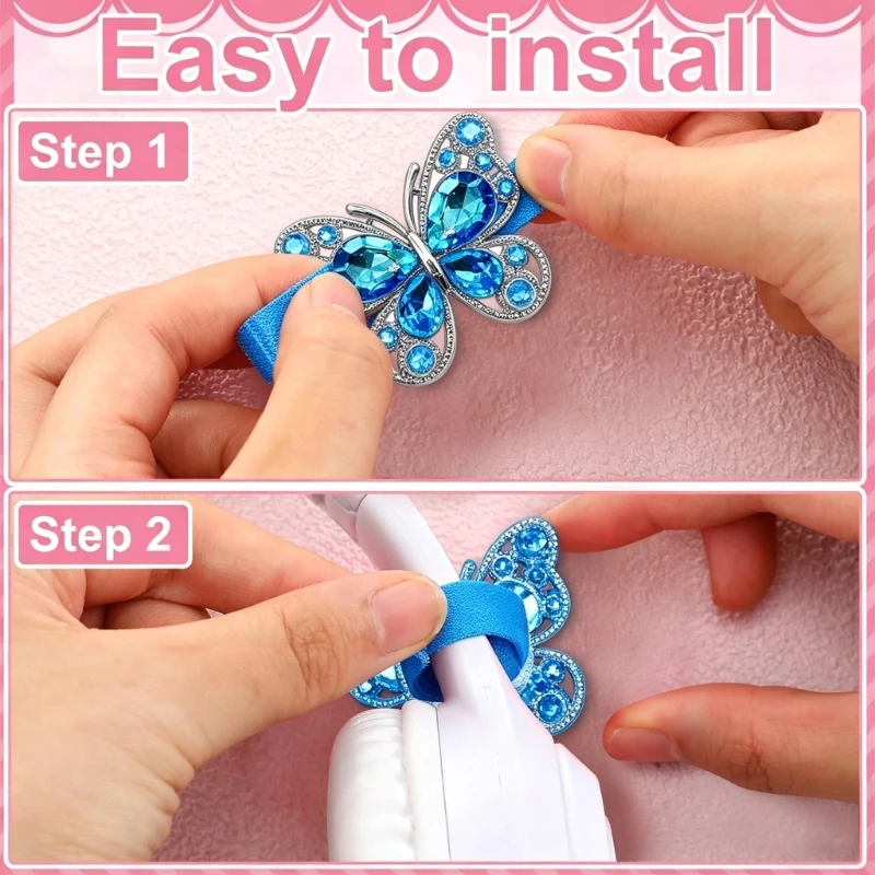 2PCS glitzernde Schmetterlings-Kopfhörerdekorationen aus Legierung für stilvolle Personalisierung, modischen Charme Y4QF – Detail 1