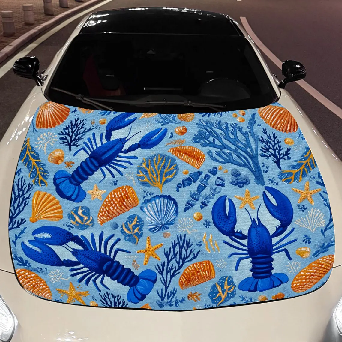 

Marine animals Car hood packaging sticker, PVC material, self-adhesive waterproof, anti-slip paint, car exterior decoration acce
