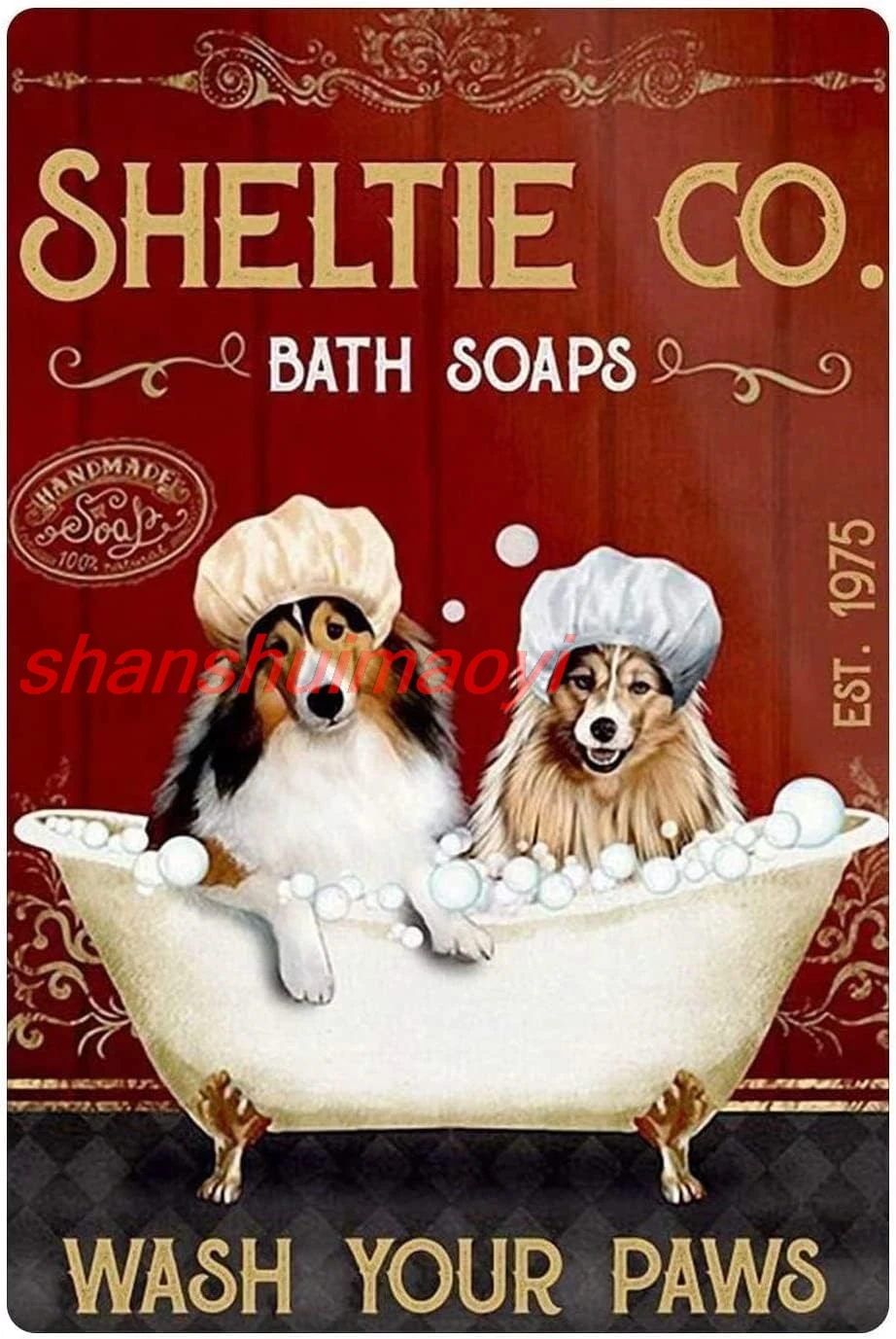 Vintage Aluminum Sign Metal Poster Plaque Sheltie Bath Soaps Metal Sign Iron Painting Retro Wall Decor Nostalgic Wall Art f ADS