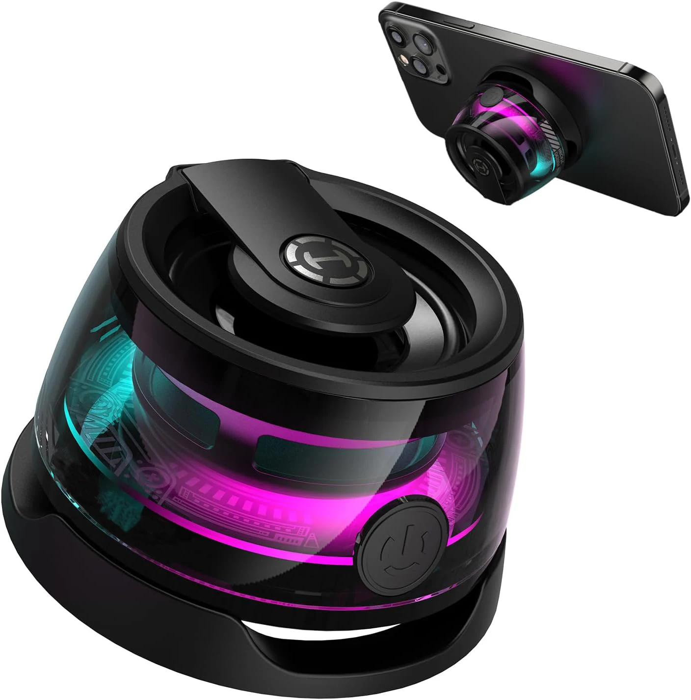 Mini Magnetic Bluetooth Speaker, Multifunctional Cell Phone Stand Wireless Speaker with Strong Magnet for IPhone/Android/Fridge