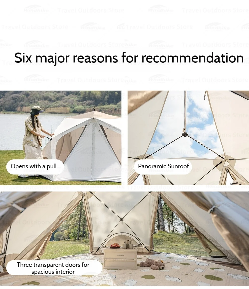 Naturehike Kabi Schnellöffnungs-Zelt für 4 Personen Klasse A Babyfreundlicher Stoff Silberbeschichtet Wasserdicht für Outdoor-Familien-Camping Park – Detail 2