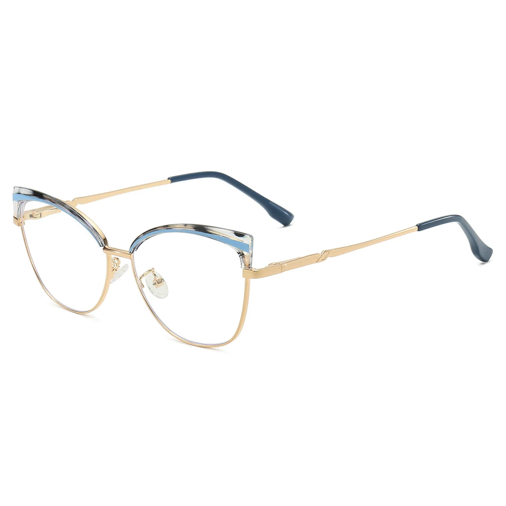 JMISUS Women's Trendy Butterfly Prescription Glasses Cateye Alloy Myopia Progressive Eyewear with Spring Leg