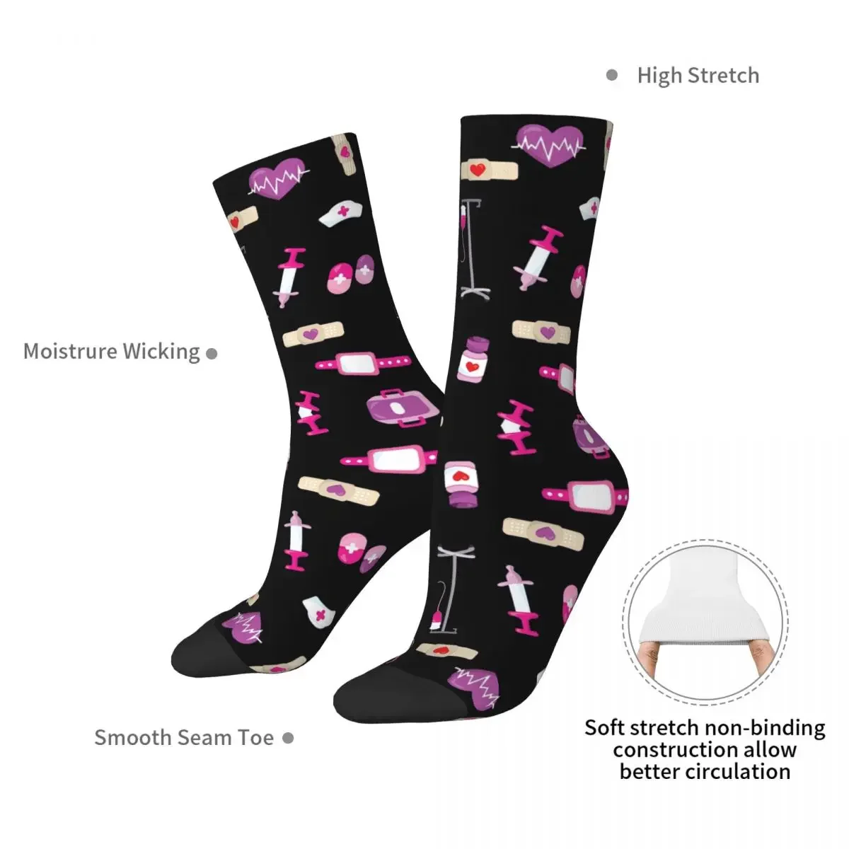 Cute Hospital Medical Pattern Gift For Nurses Socks High Quality Stockings All Season Long Socks for Man Woman Birthday Present