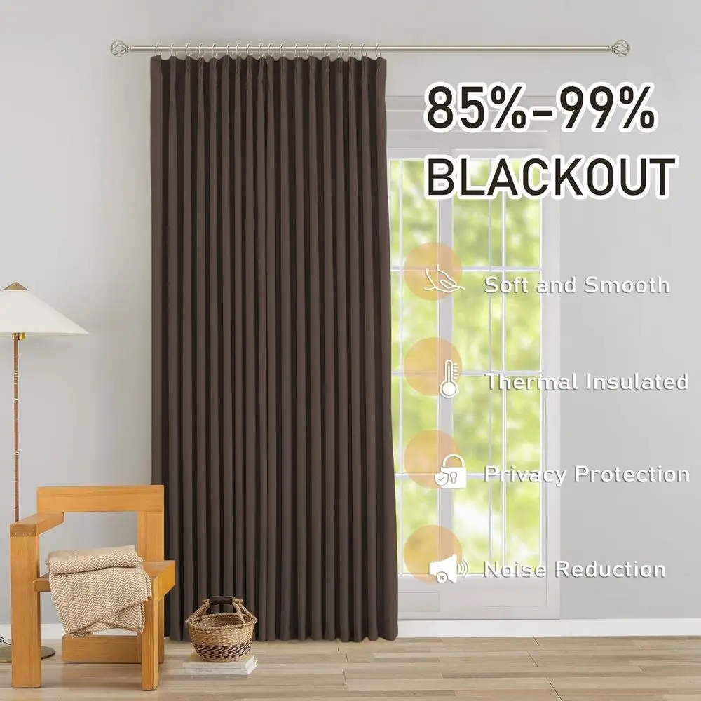 96 lange Verdunkelungsvorhänge mit Quetschfalten, 2er-Pack, 40 breit, wärmeisoliert für Wohn- und Schlafzimmer