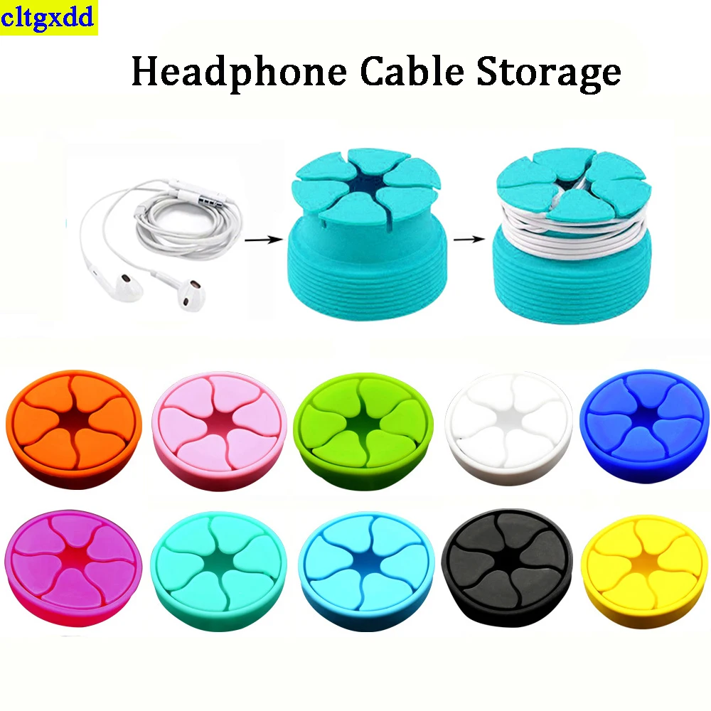 Cltgxdd 1piece earphone data cable silicone cable winding device, mini earphone stand portable color silicone cable reel