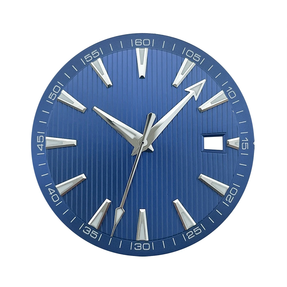 33.2mm Watch Dial Hands Parts AT150 AQUA Sailboat Splint Texture for NH35A Date At 3 - Blue Lume