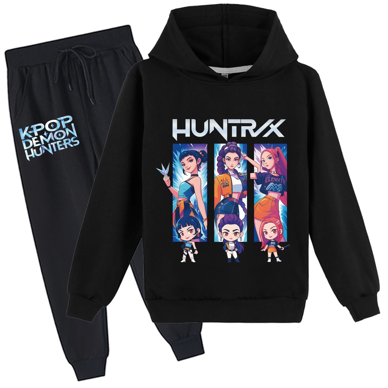 KPop Demon Hunters – ensemble de 2 sweat à capuche et pantalon Long en coton, sweat-shirt doux pour enfants (2-14 ans, 6 couleurs)