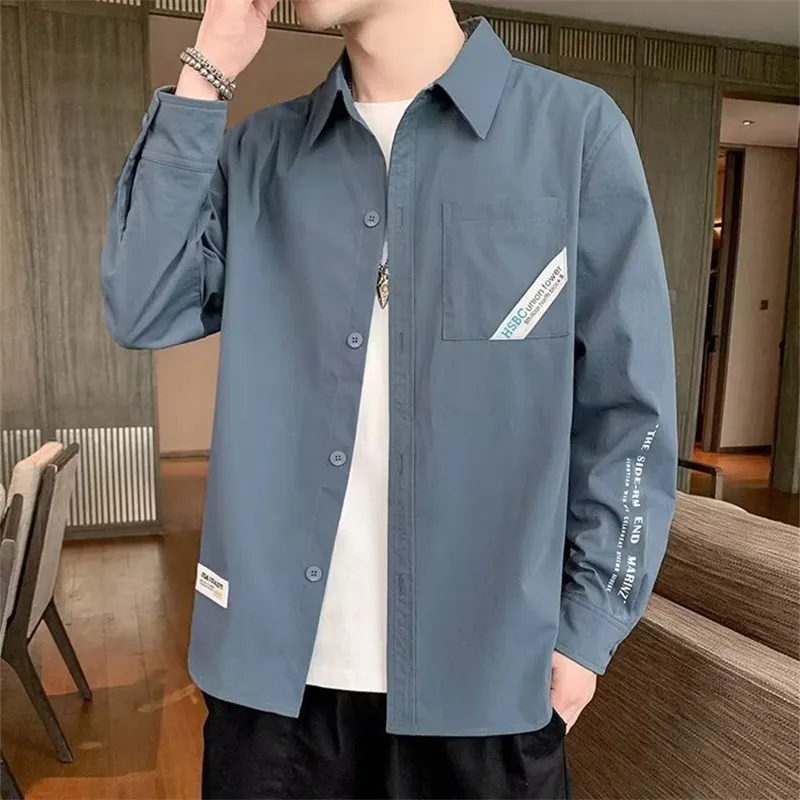 

Youthful Workwear irt Men's Long Sve Korean Sle Trendy Printed Casual irt Spring Autumn ular Brand Unique Design Top