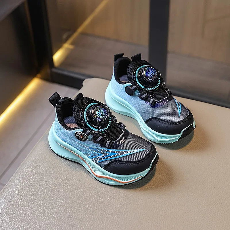 Kids Casual Boys Shoes Soft Sole Non-slip Sneakers Shoes Outdoor Student Children Rotating Buttons Girls Sport Walking Footwear