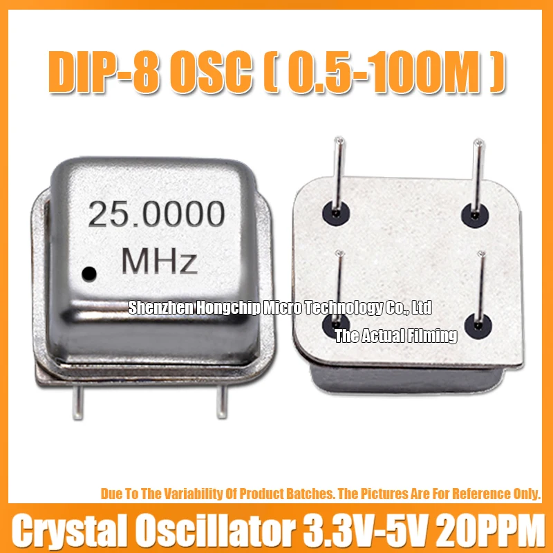 (2PCS) DIP-8 25M 25MHZ 25.000MHZ OSC 4PIN Half Size Active Square Crystal Oscillator 3.3V-5V-Compatible 15PF 20PPM