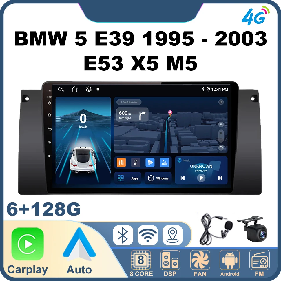 

Car Radio Android Auto Carplay for BMW 5 E39 1995-2003 E53 X5 M5 Multimedia Video Player Navigation GPS CarPlay Autoradio 2Din