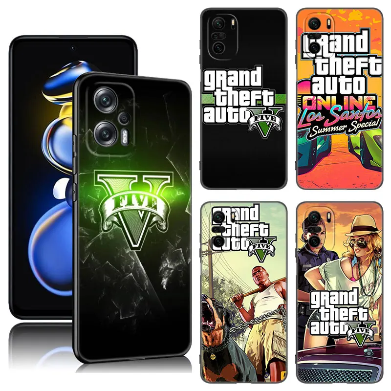 Gta 5 Grand Theft Black Silicone Phone Case For Xiaomi POCO X3 X4 NFC F5 M3 M4 M6 X5 X6 Pro F3 F4 GT 5G C55 C65 M5