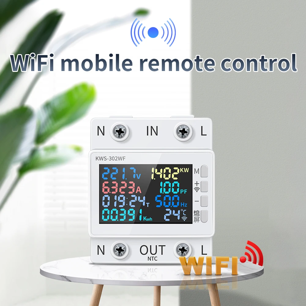 Tuya WiFi 8in1 Power Meter 2P AC Energie Meter APP Steuerung 170-270V/63A spannung und Strom Meter Strom Meter Smart Leben – Detail 8