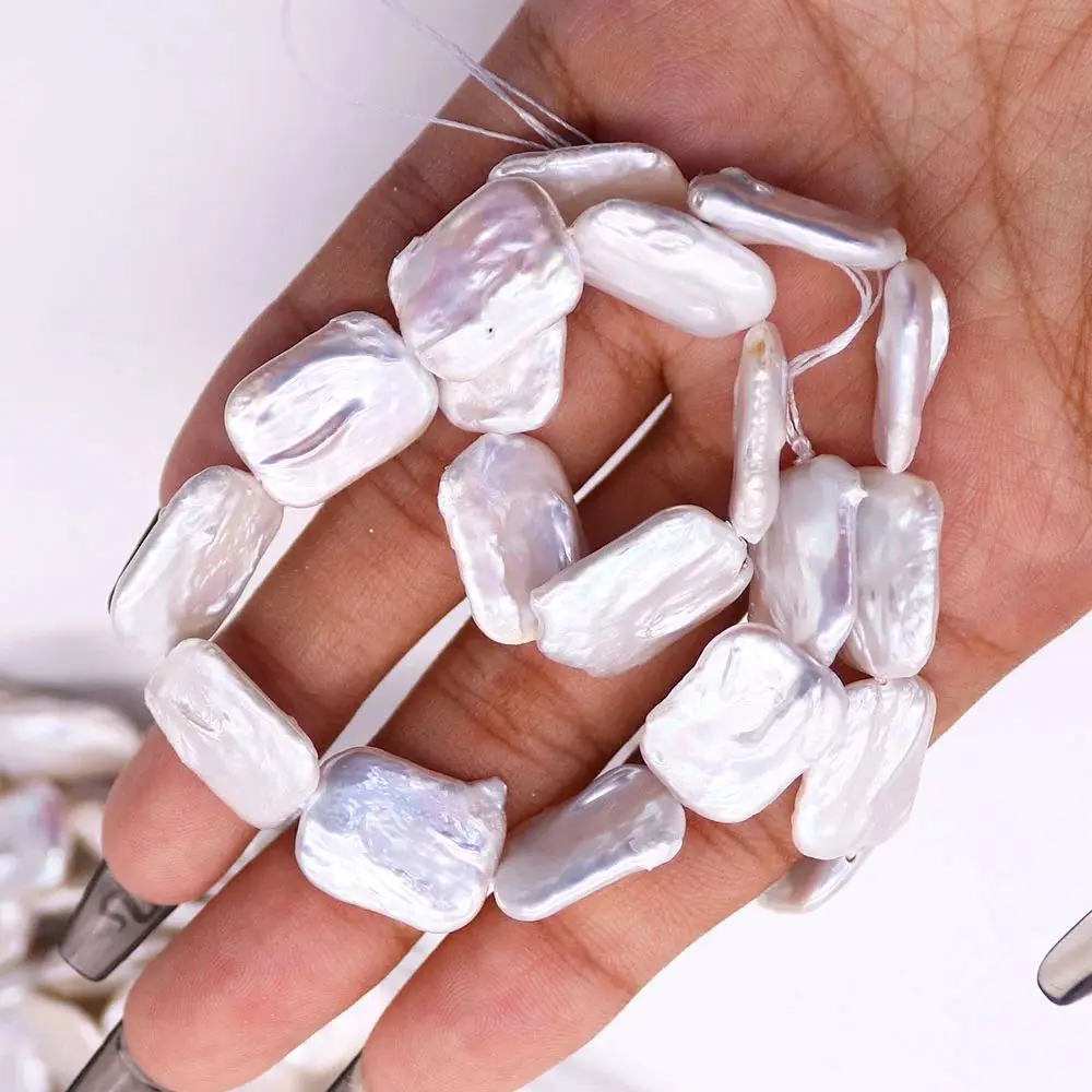 

Natural Freshwater Pearl Rectangle Beads Baroque Pearl Straight Hole Loose Bead 1strand Handmade Woman Necklace Bracelet Jewelry