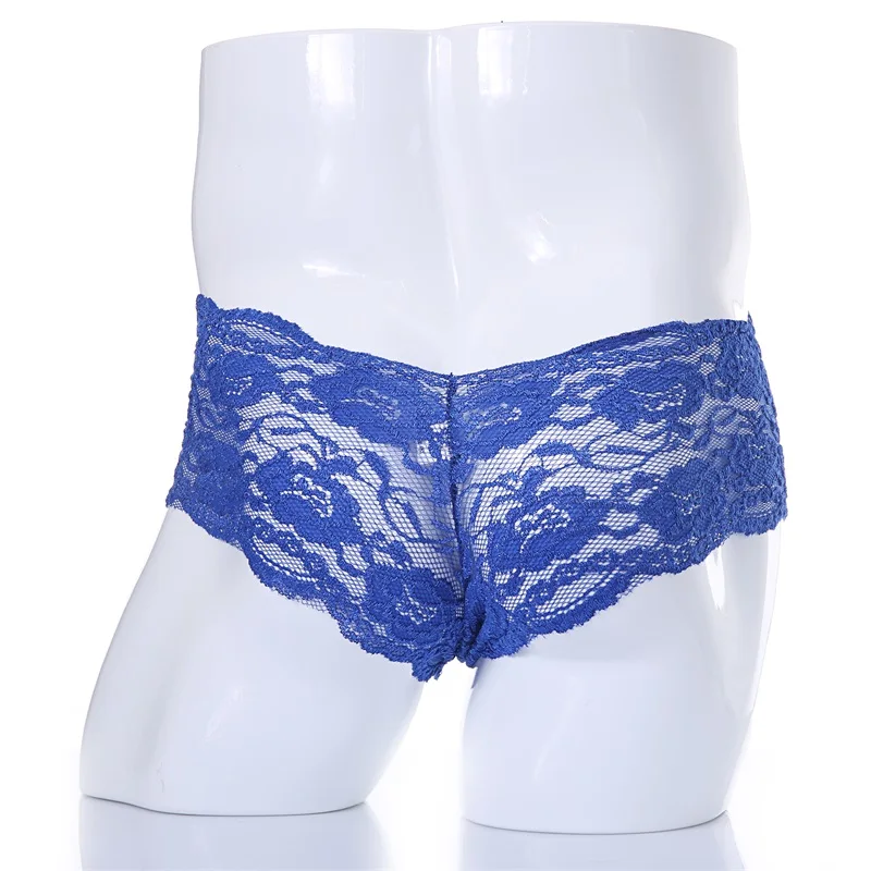 Hot Sale Male Underwear Boxers Lace Sexy Mens Lingerie Boxer Comfortable Solid Underpants  Ropa Interior Hombre Multi Colors