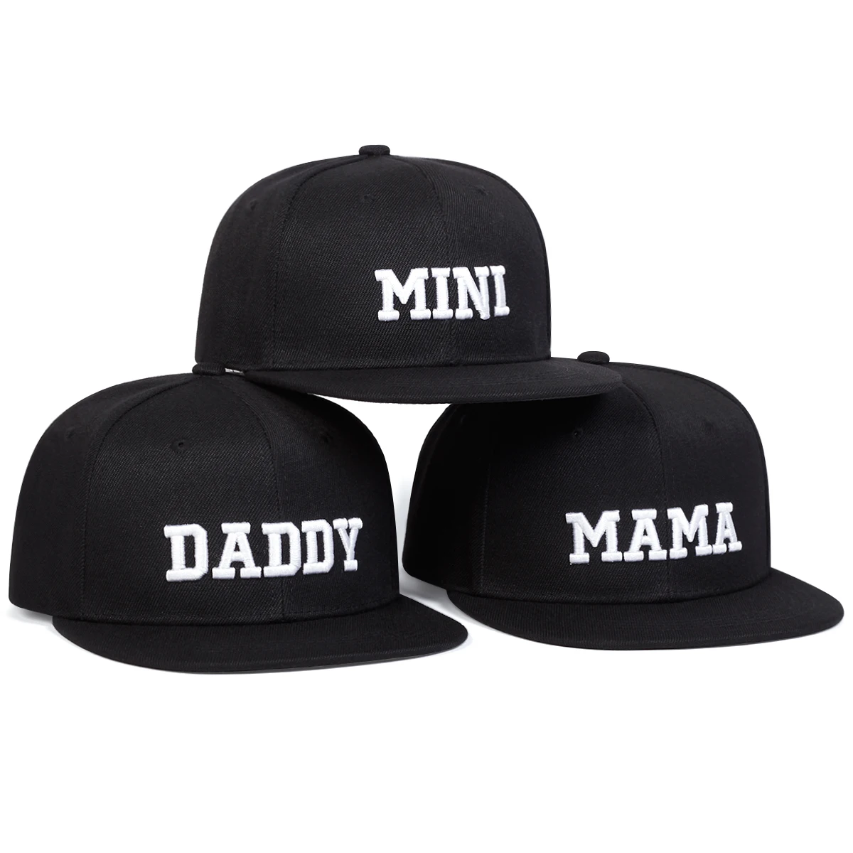 3pcs/set DADDY MAMA MINI Embroidery Hip Hop Hat Parent-child Hats Outdoor Adjustable Sunscreen Hat Spring Autumn Travel Vacation