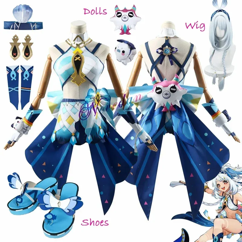 

Natlan Mualani Cosplay Genshinimpact Natlan Genshin Cosplay Costume Dress Wig Anime Impact Role Play Carnival Party Outfit Shoes