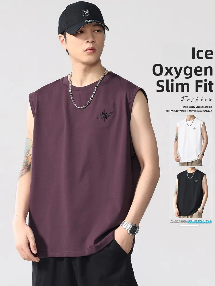 

American Sle Men's Tank Top Summer Thin Breathable Fitn Spor Svel T-irt Versatile Base Layer Top