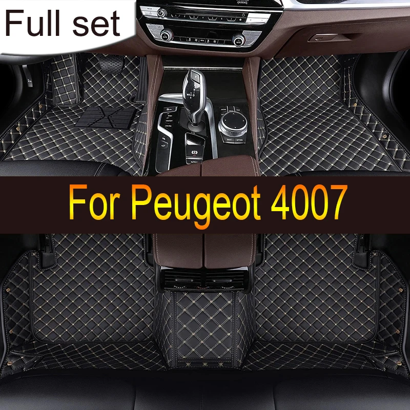 Car Floor Mats For Peugeot 4007 Mitsubishi Outlander Citroën C-Crosser 2007~2012 Rugs Carpets Leather Mat Pad Car Accessories