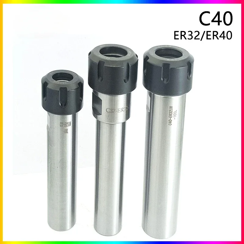 

NEW C40 ER32 ER40 100L 150L 200L CNC Lathe Milling Machine Lengthened Toolholder Straight Shank 40mm Extension rod