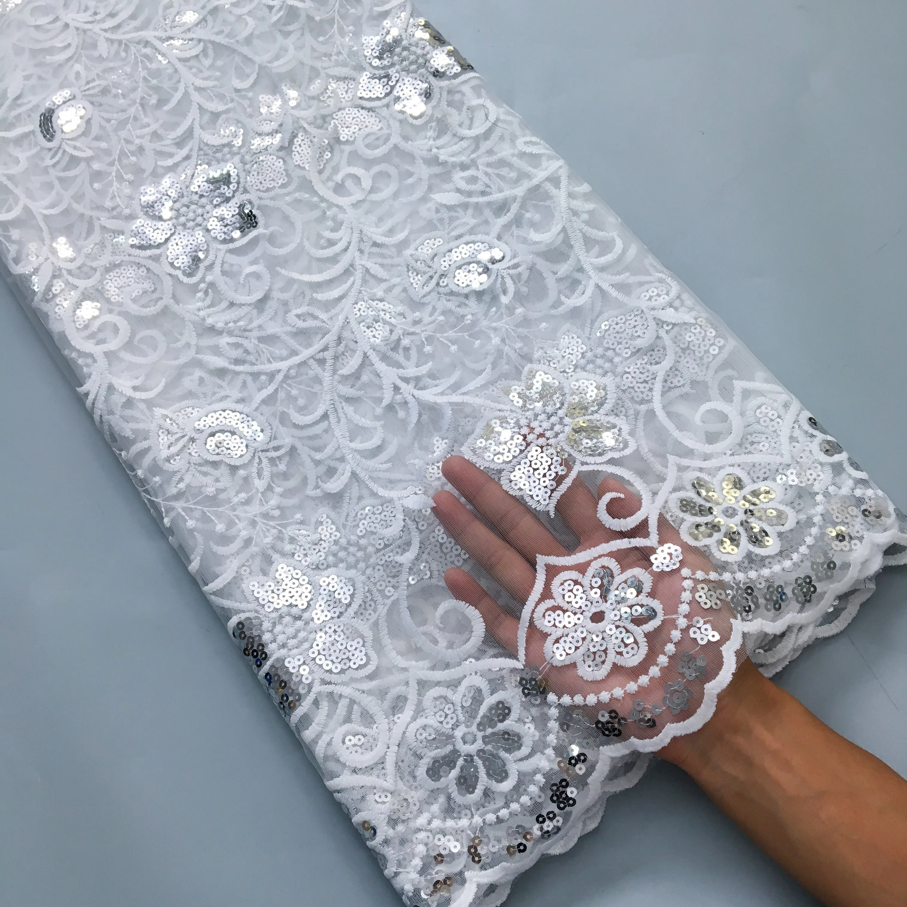 قماش دانتيل من نسيج كالوم الأفريقي الصافي ، تول نيجيري ، تصميم فرنسي ، فستان زفاف ، F3959 ،