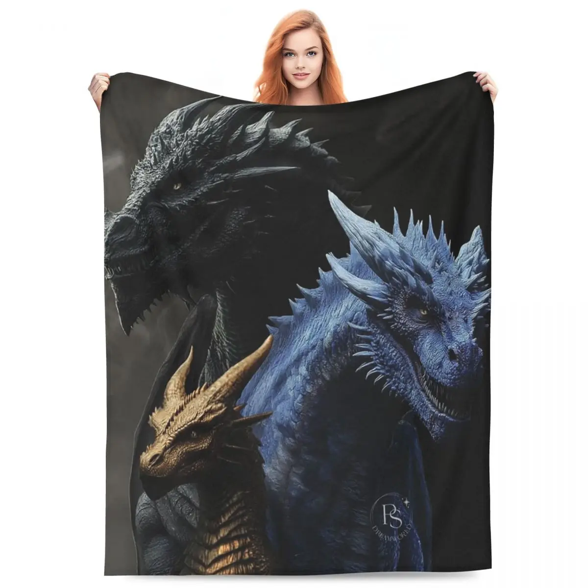 Fourth Wing Dragon Blanket Flannel Sofa Throw Blanket Multi-function for Home Bedroom Throws Bedspread Quilt