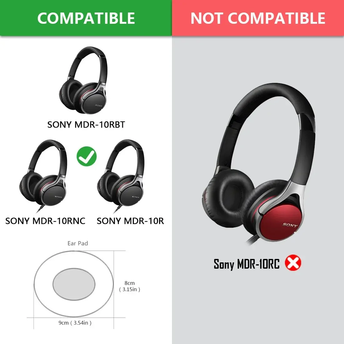 

1 Pair Replacement Foam Ear Pads Pillow Cushion Cover for Sony MDR 10R 10RBT 10RNC Headphone Headset