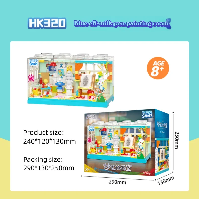 Smurfen Schilderkamer Magisch Huis Bouwstenen Cartoon Hut Modelstenen Met Stofkap Educatief DIY Speelgoed Vakantiecadeaus