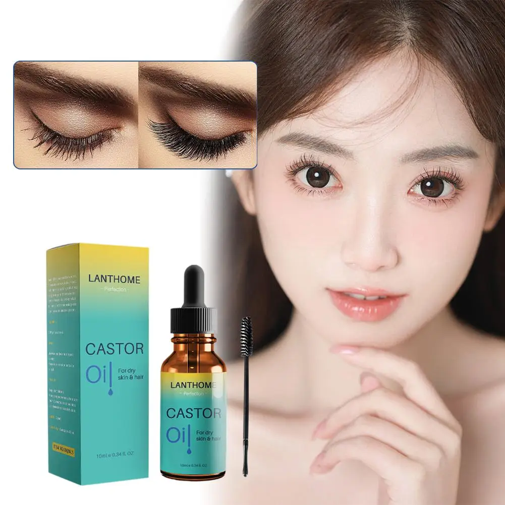 New 10ml Eyelashe Essence Long Thick Gentle Moisturizing Black Beautiful Smudge Castor Eyelash Oil Lifting Not Curling Natu E2D3