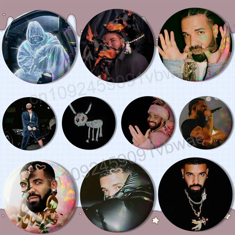 

For All The Dogs ICEMAN Drake Laser reflective round badges pins bag clothing decorations collectibles gifts for friends