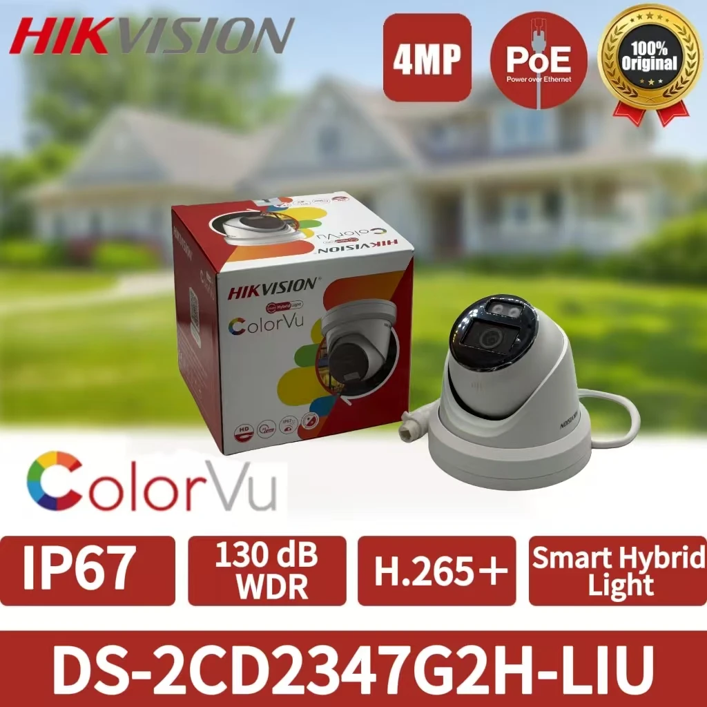 Hikvision DS-2CD2347G2H-LIU 4MP ColorVu Turret Cam PoE IP67 Built-in Mic & Speaker Two-Way Talk Smart Security Camera