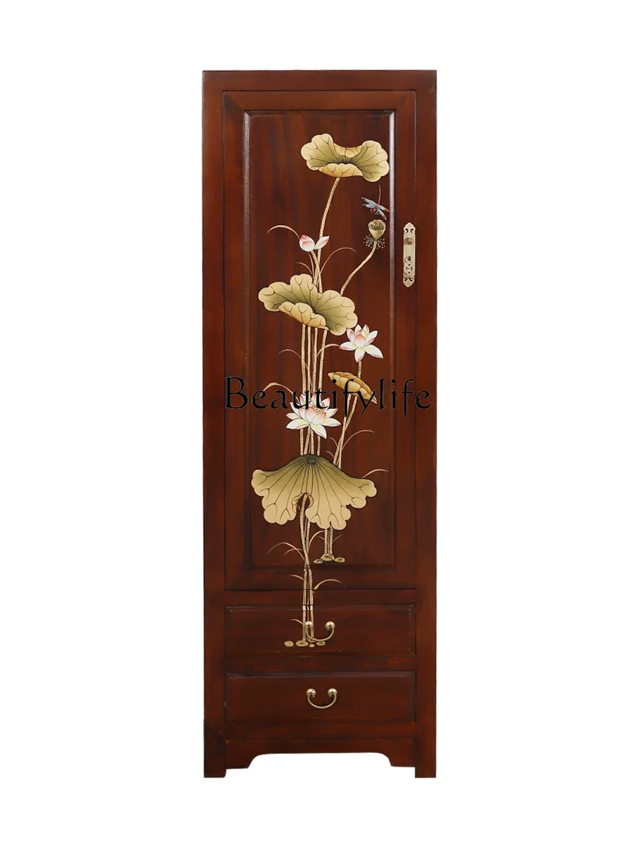 

S Simple New Chinese Solid Wood Camphor Wood Single-Door Wardrobe Wardrobe Storage Cabinet Bedroom Locker