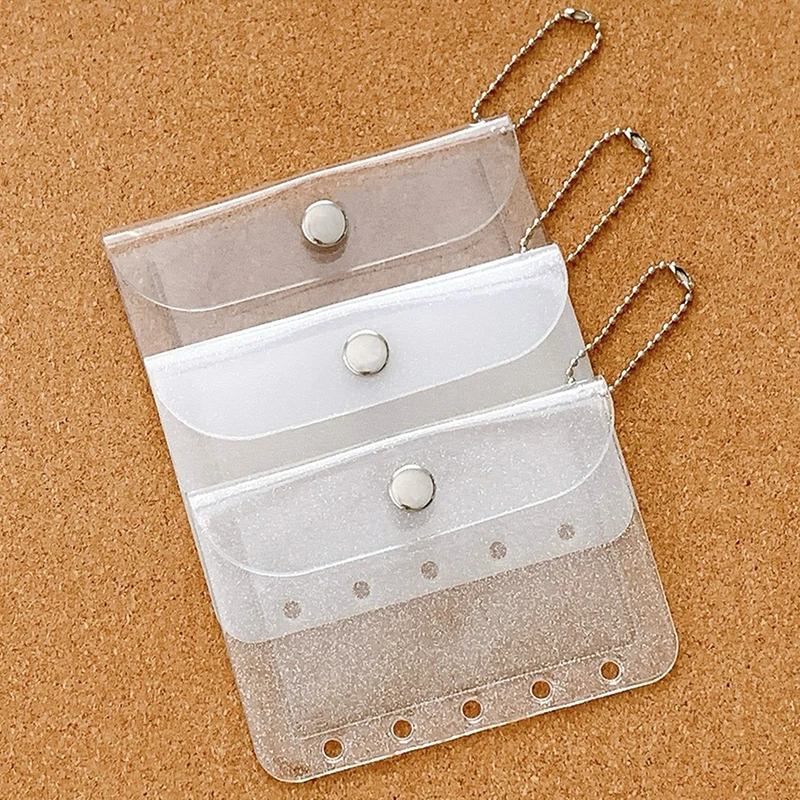 M5 Five Holes Loose Leaf Card Holder Case PVC Transparent Glitter Storage Bag Note Book Inner Bag Card Cover Sleece INS Original